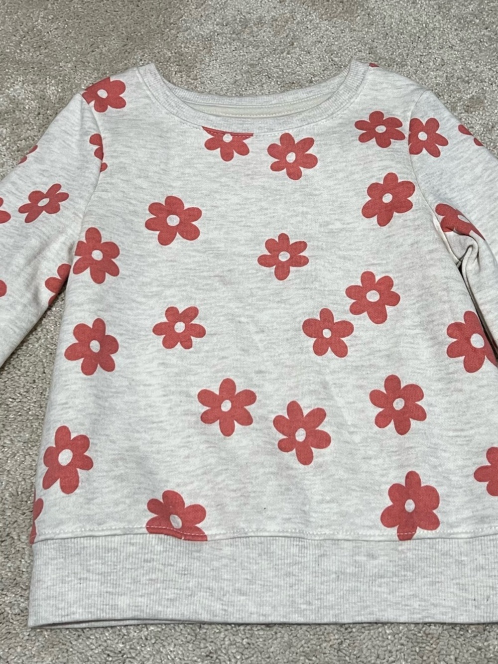 Girls' Cream Floral Print Long-Sleeve Top